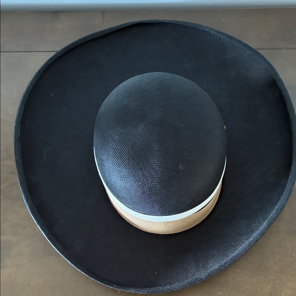 Vintage Anita Pineault Black and Brown Wide-Brim Hat - Picture 5 of 10